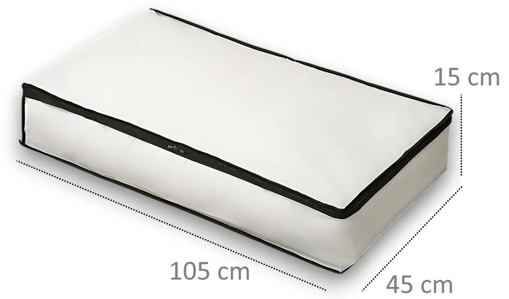 Arte Regal Textilný úložný box na uschovanie oblečenia a posteľnej bielizne, WHITE KIPIT, 105x45x15, biely