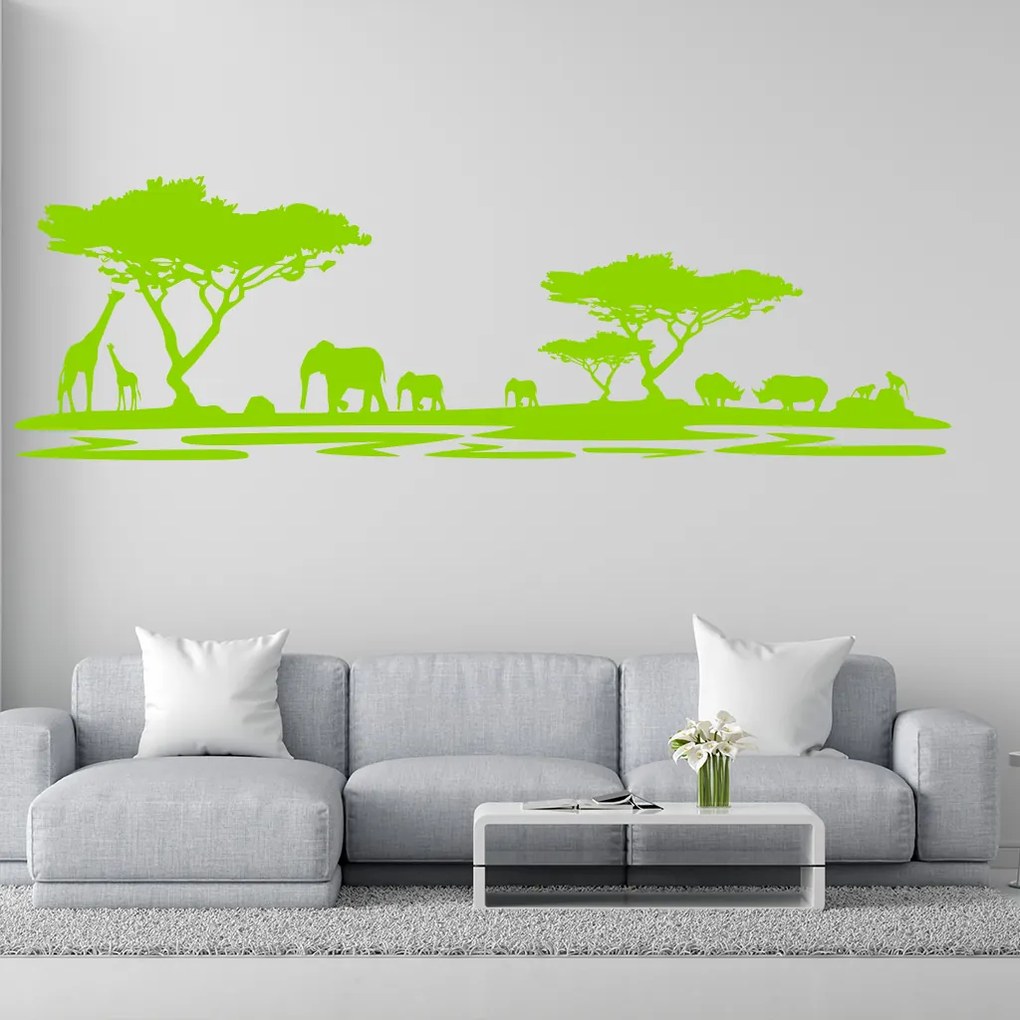 Veselá Stena Samolepka Africké safari Farba: červená, Veľkosť: 80 x 26 cm