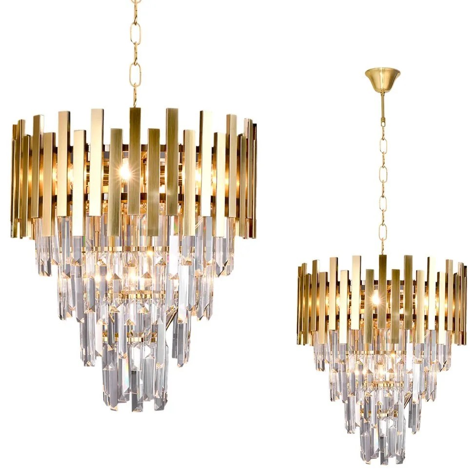EUlight Luster Aspen II, 1x krištáľové/zlaté kovové tienidlo, (fi 45cm), g