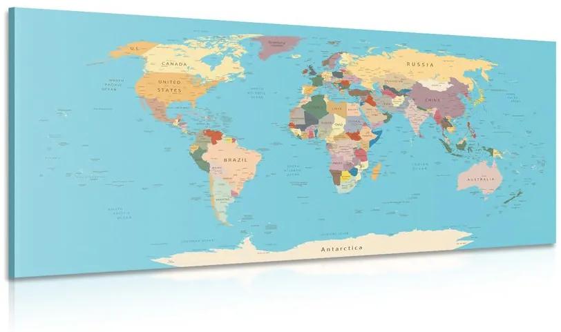 Obraz mapa sveta s názvami Varianta: 100x50