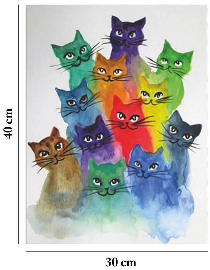 Obraz na plátne Happy Cats, 30 × 40 cm