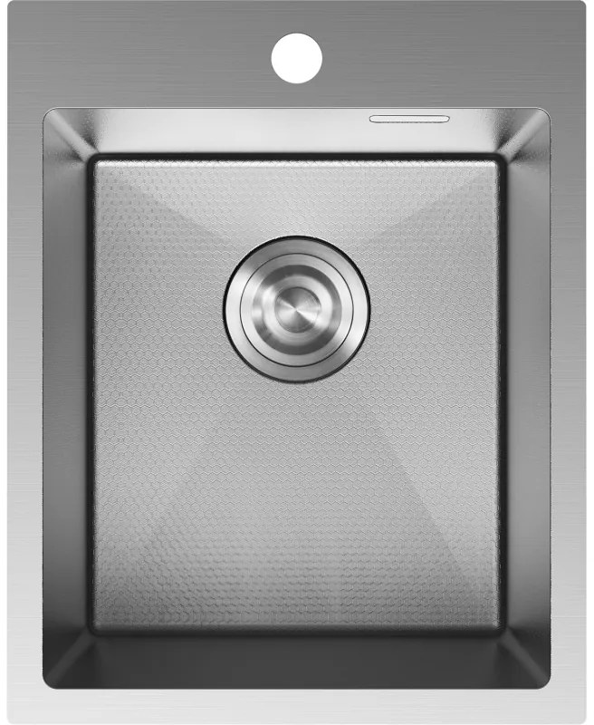 Mexen Solix, 1-komorový nerezový drez 400 x 500 mm, brúsena oceľ, vzor voština, 6406401000-01HC