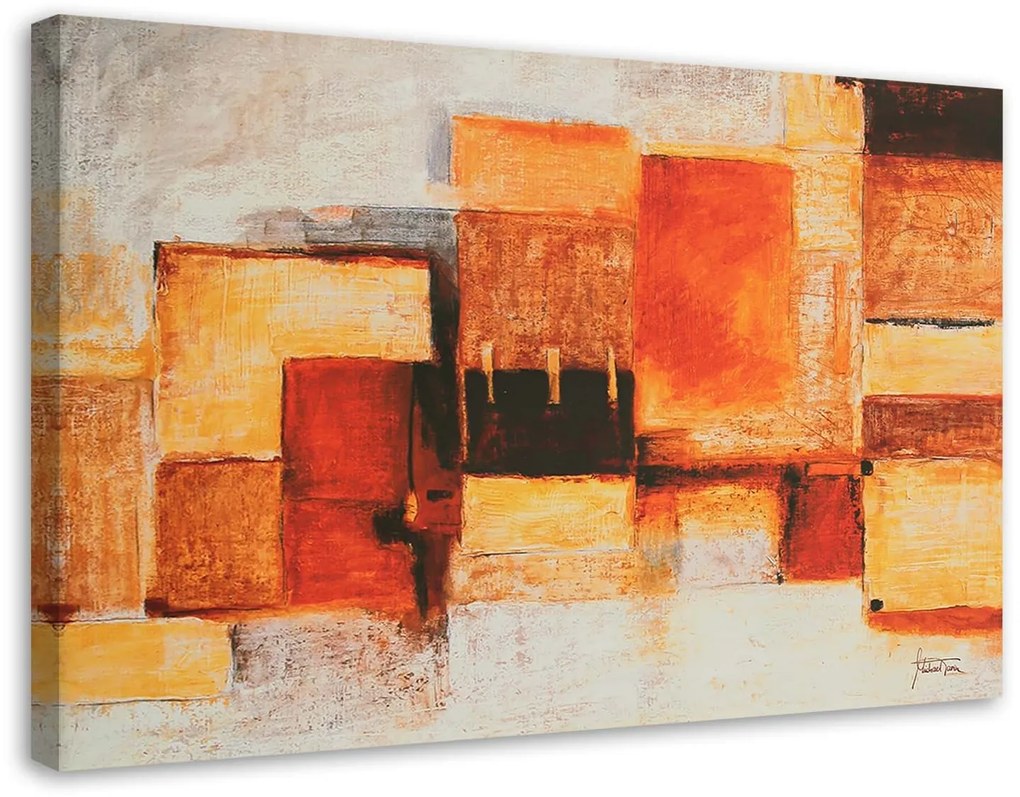 Gario Obraz na plátne Geometrická abstrakcia v teplých farbách Rozmery: 100 x 70 cm