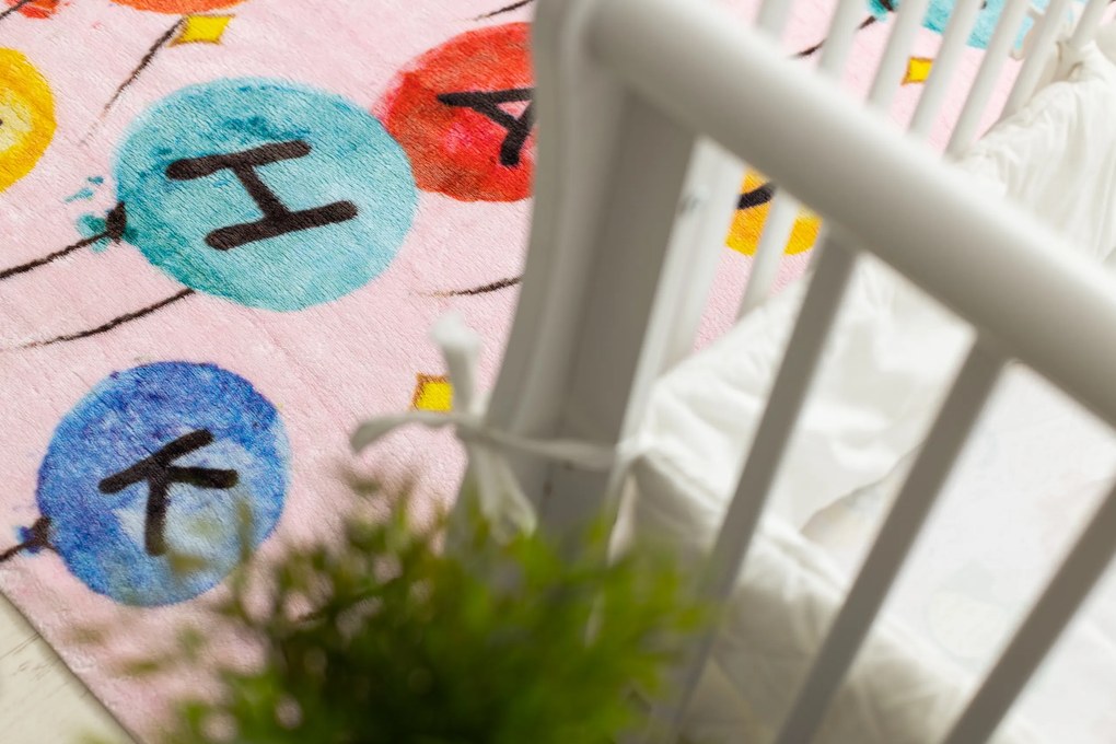 Koberec PLAY balóniky, písmená abeceda G3548-3, ružový