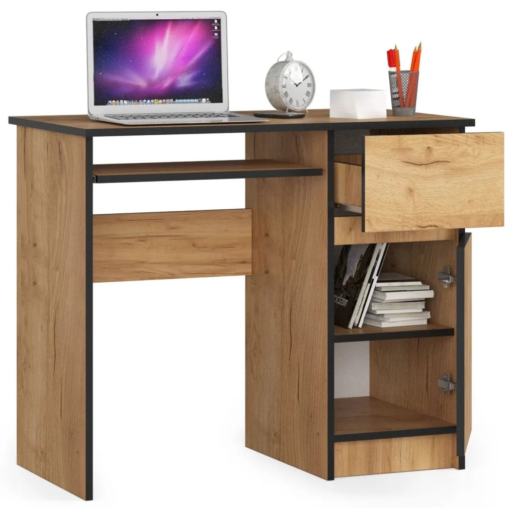 Psací stůl PIKSEL 90 cm dub craft zlatý pravý