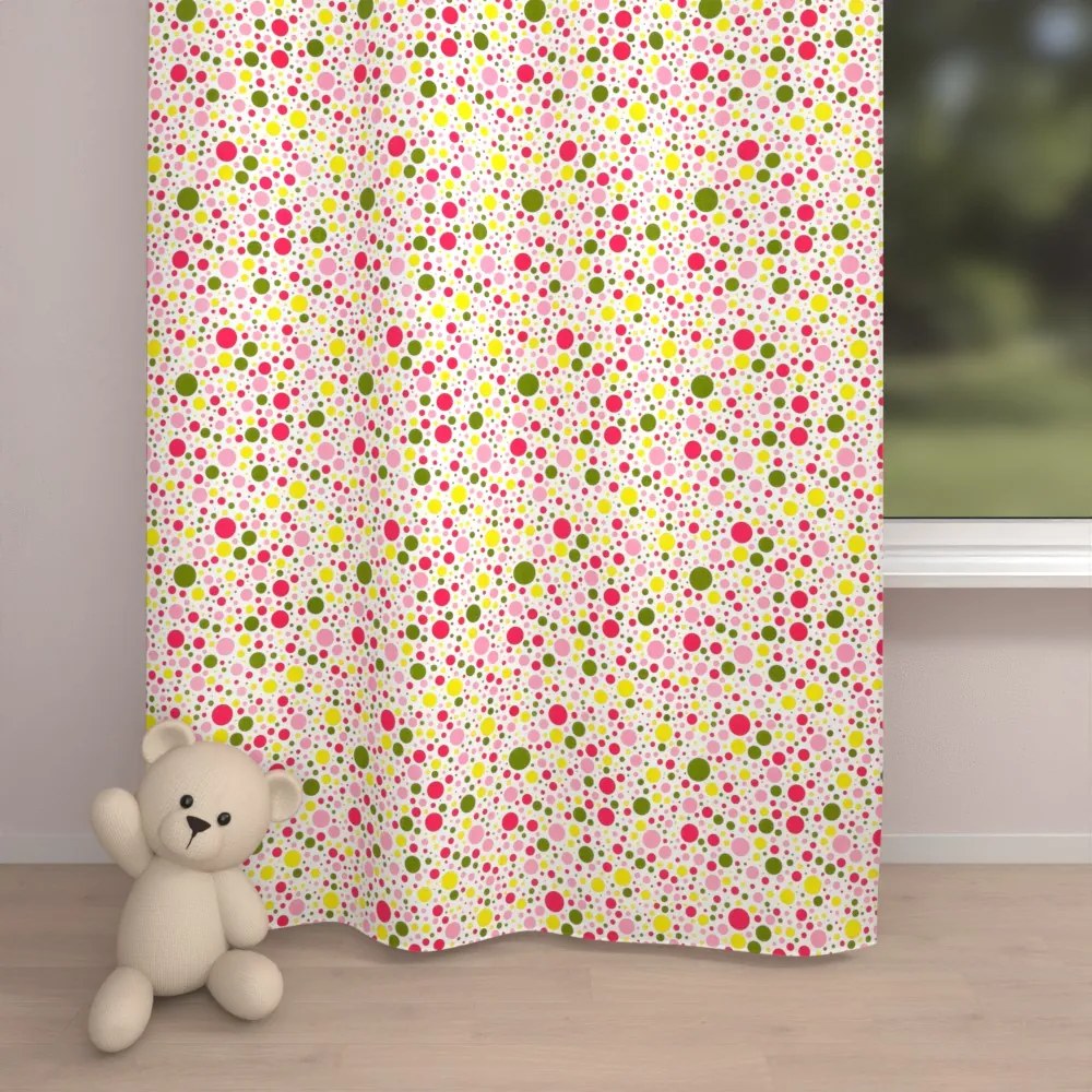 Biante Detský bavlnený záves Sandra SA-209 Ružové a žlté bodky na bielom 140x210 cm