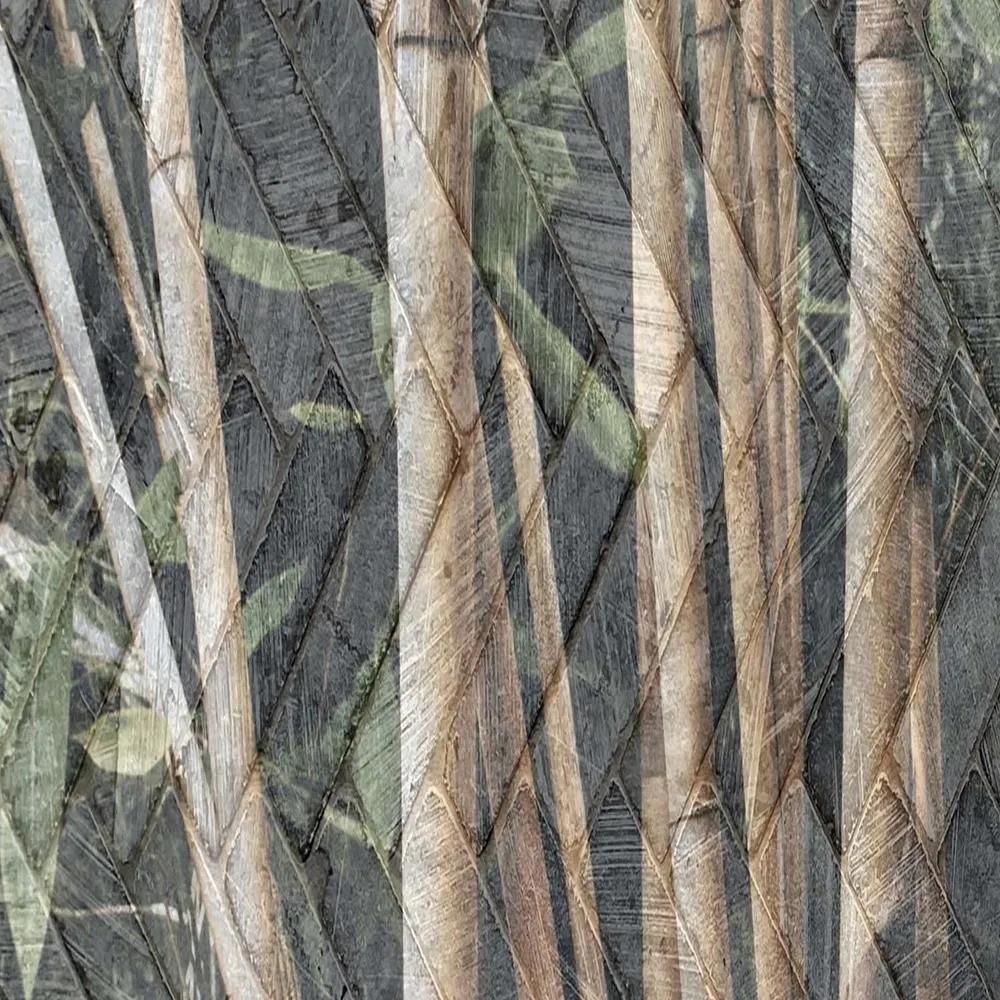Ozdobný paraván, Bambusové stonky v hnědé barvě - 110x170 cm, trojdielny, obojstranný paraván 360°