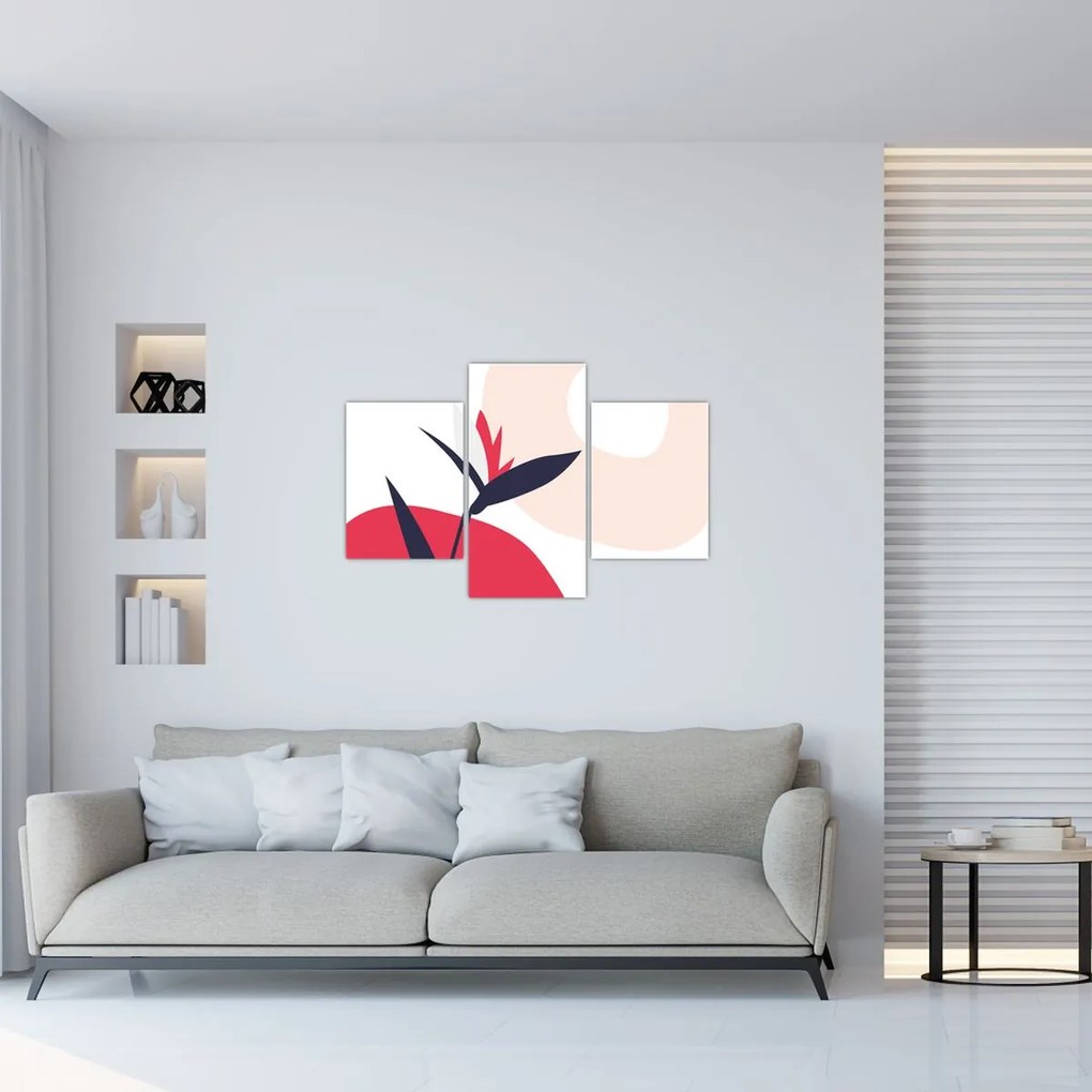 Obraz - Ružová florálna abstrakcia N⁰1 (90x60 cm)