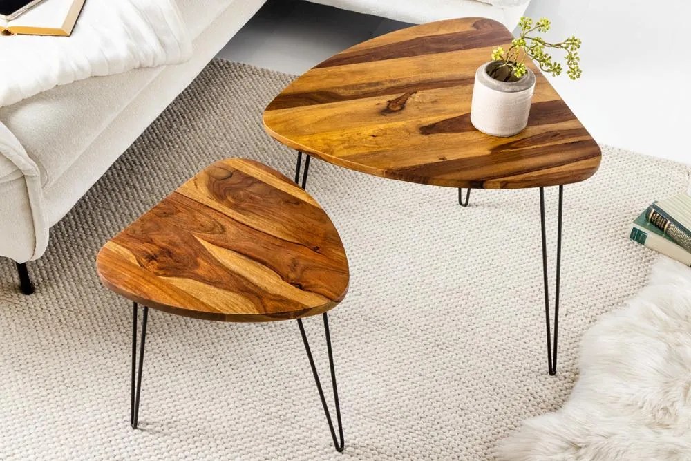 Invicta Interior - Masívna sada príručných stolíkov IPANEMA 60 cm, sheesham, prírodná
