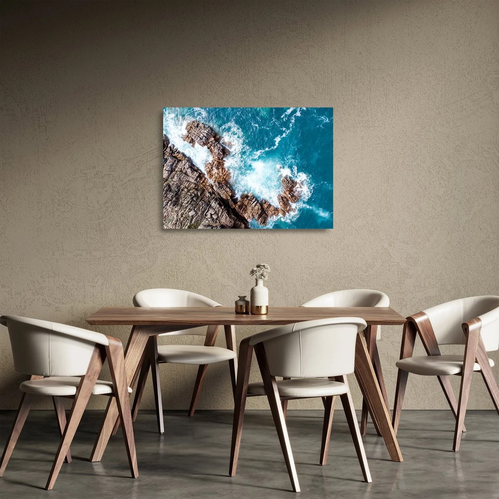 Sklenený obraz skál a mora (70x50 cm)