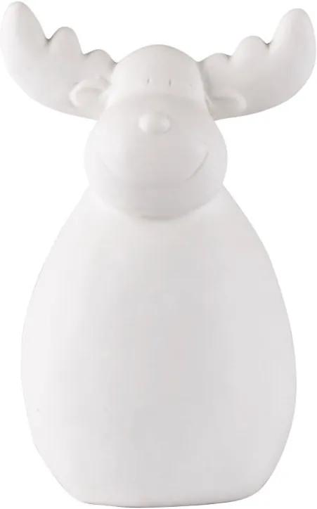 Dekoratívna biela keramická soška KJ Collection Reindeer Ceramic White, 19,5 cm