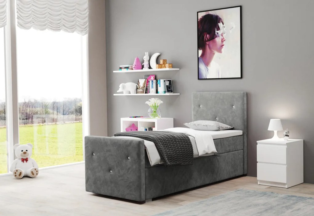 Čalúnená posteľ boxspring COLITA + topper - riviera 62 / pravá / 100x200