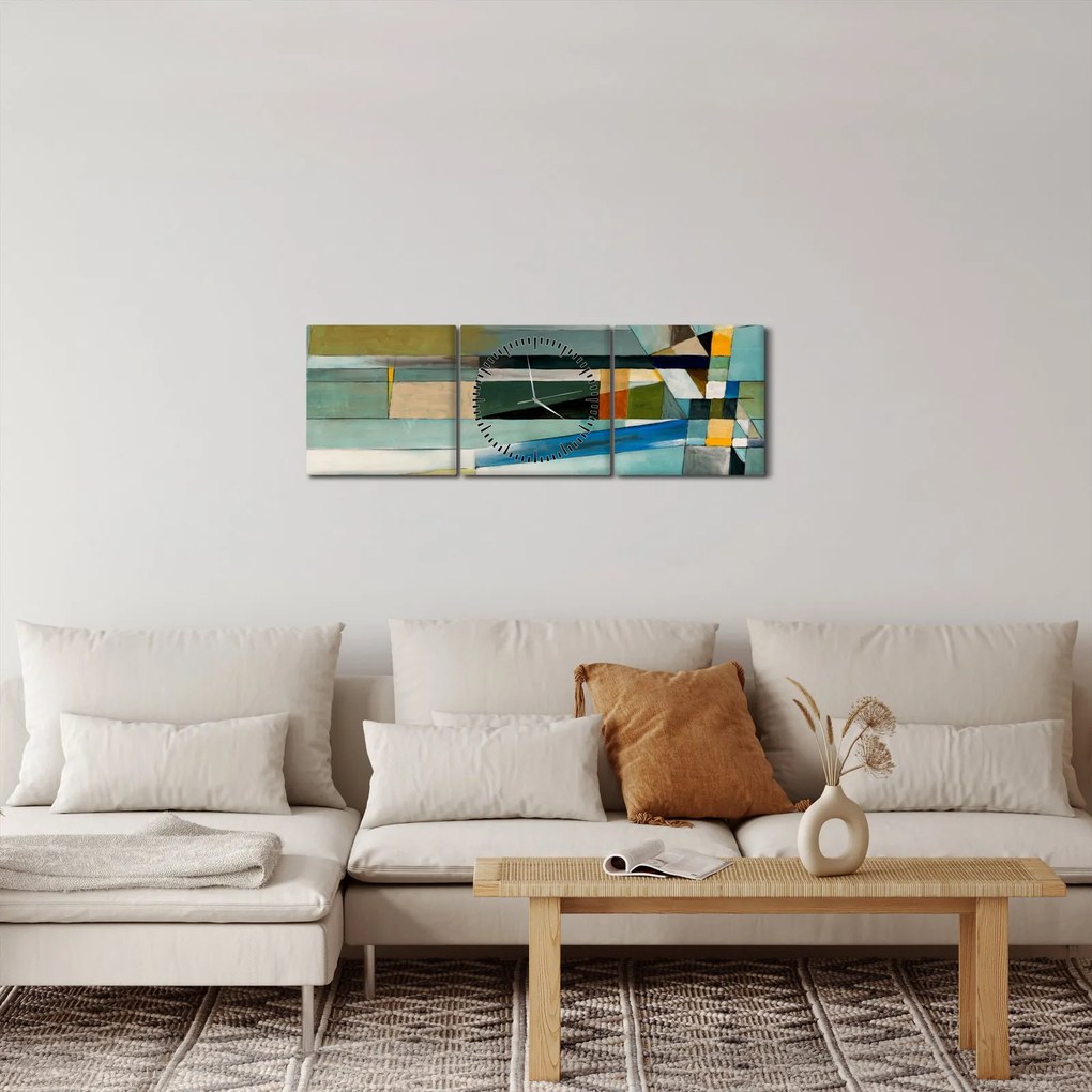 Obraz - Abstrakcia (s hodinami) (90x30 cm)