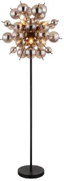 Globo 15633SS - Stojacia lampa UDO 6xE14/25W/230V čierna/dymová