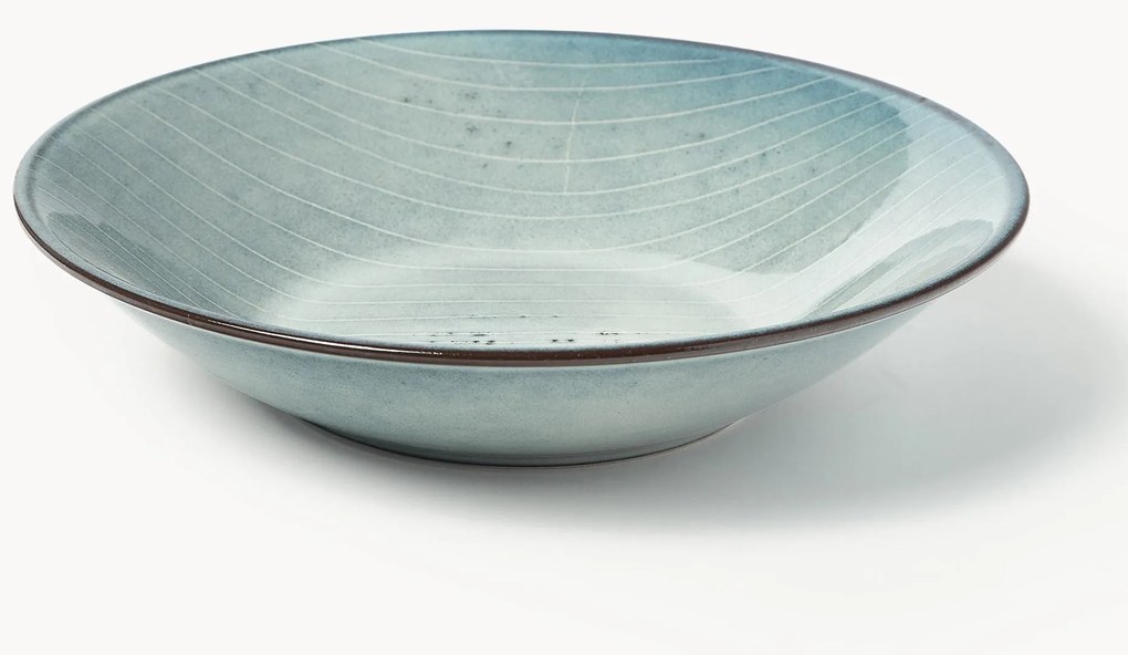 Ručne vyrobené hlboké taniere Nordic Sea, 4 ks