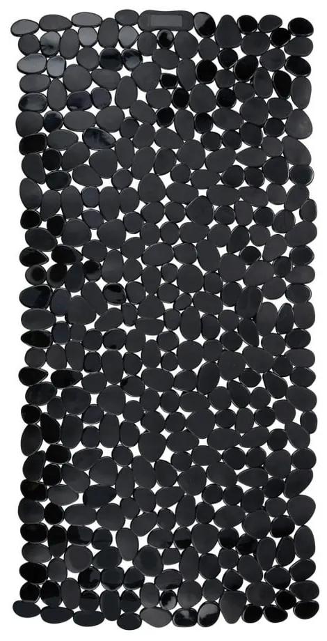 Čierna protišmyková kúpeľňová podložka Wenko Drop, 71 × 36 cm