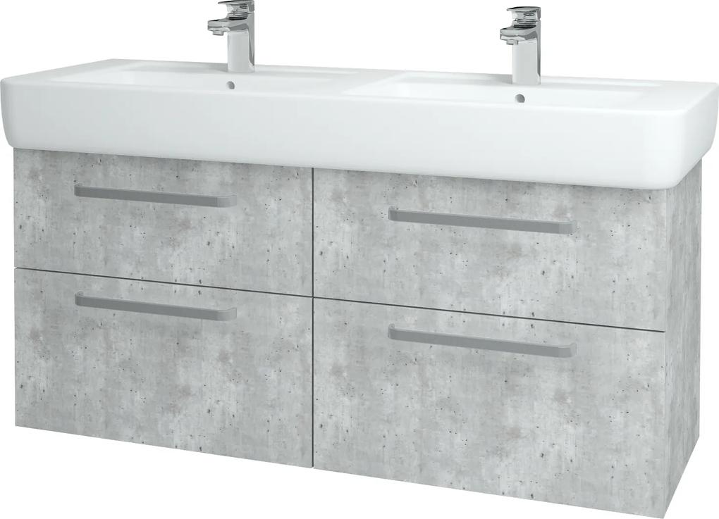 Dřevojas - Koupelnová skříň Q MAX SZZ4 130 - D01 Beton / Úchytka T01 / D01 Beton (132071A)