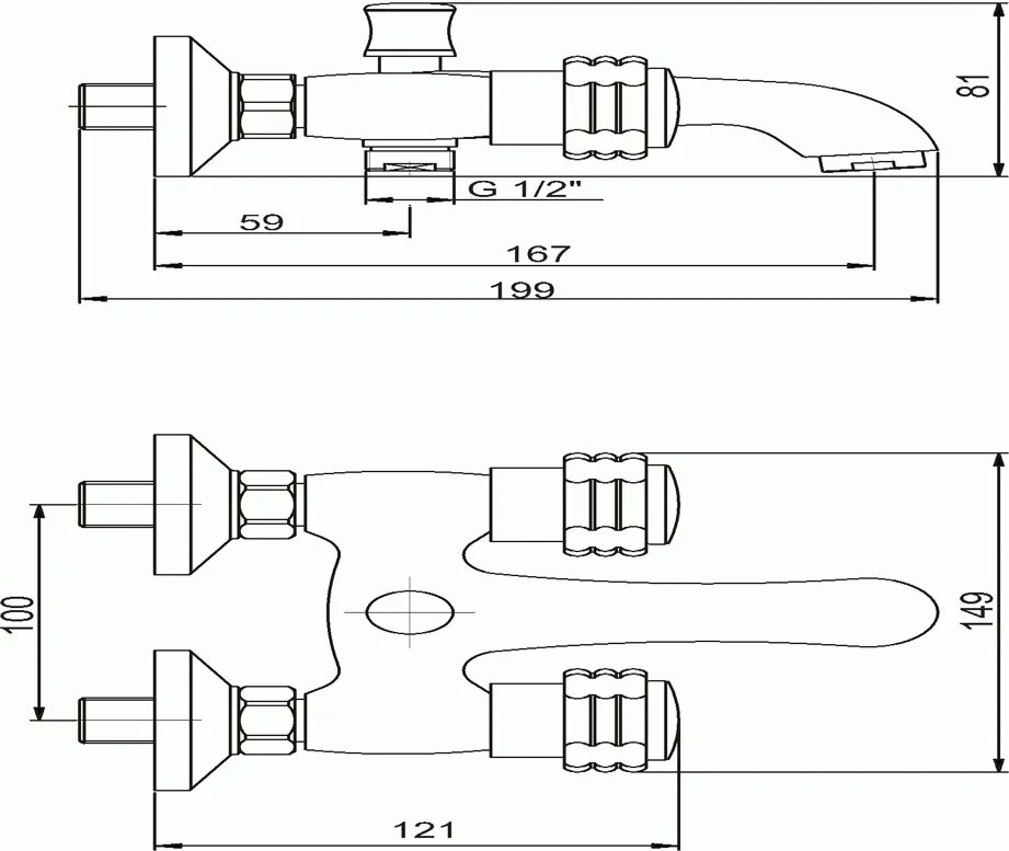 Novaservis Retro I, vaňová batéria bez príslušenstva 100 mm, chrómová, 99024/1,0