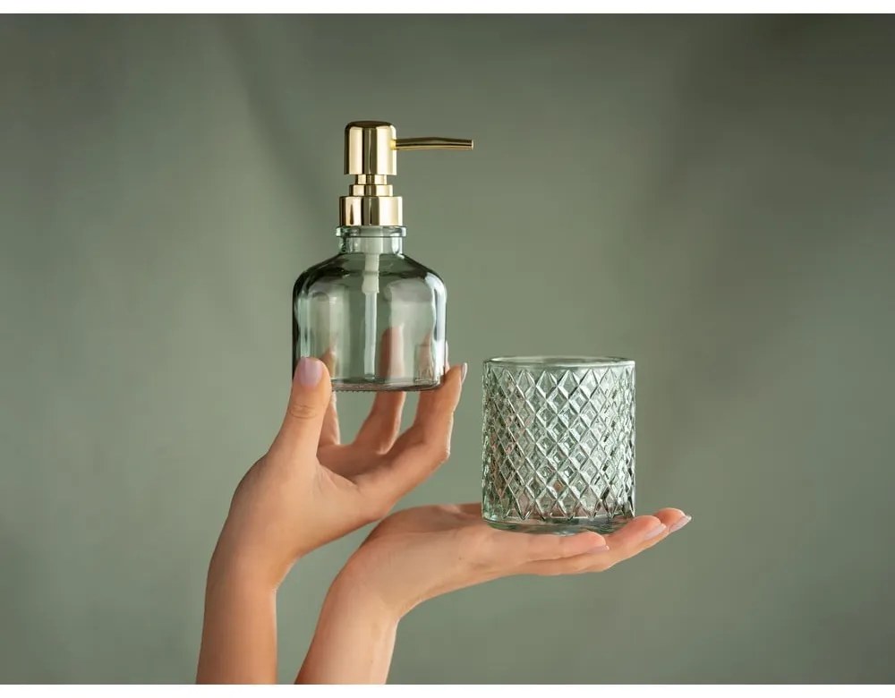 Sklenený téglik na zubné kefky v mentolovej farbe Atessa – Wenko