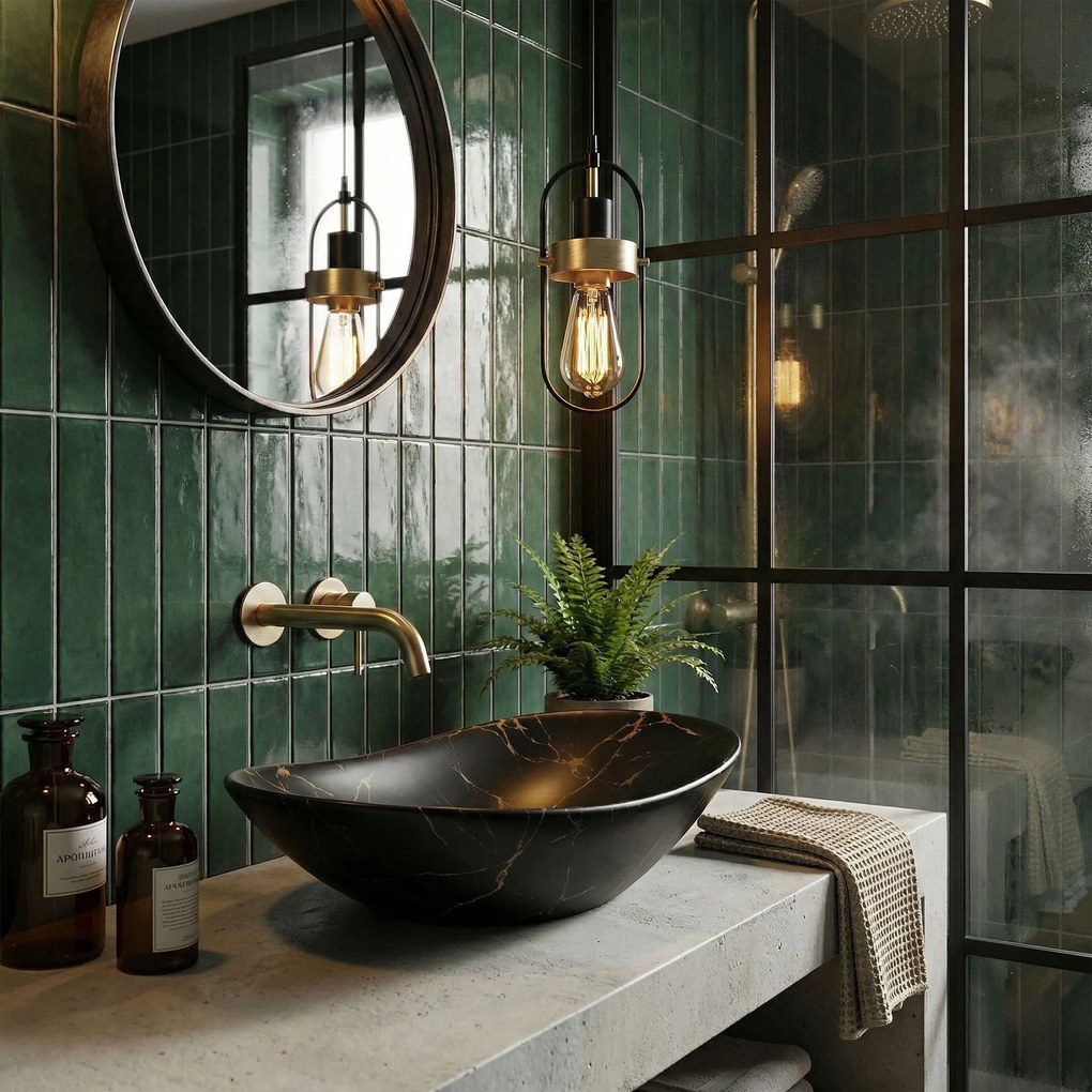 REA Royal Marble 60 umývadlo na dosku, 61 x 36 cm, čierna, REA-U7478