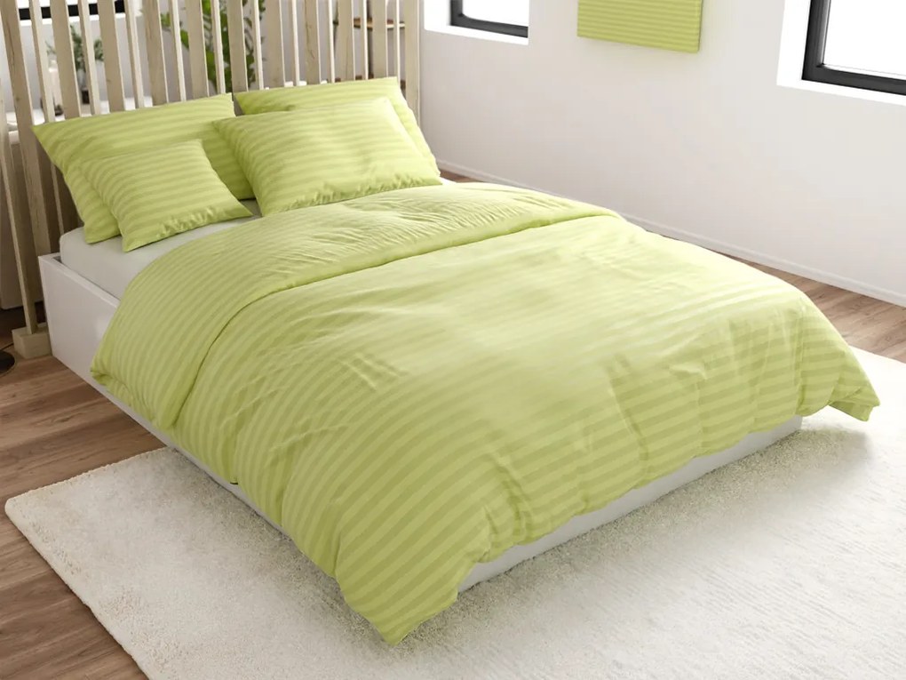 Hotelové obliečky z mikrovlákna JASMINE pistáciové - prúžok 2 cm Rozmer obliečky: 2 ks 70 x 90 cm | 200 x 220 cm