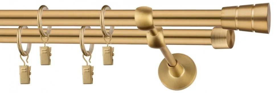 Dekorstudio Garniža dvojradová BASIC zlatá 19mm Dĺžka: 120cm, Typ uchytenia: Držiak dvojitý modern, Typ príslušenstva: Bez príslušenstva