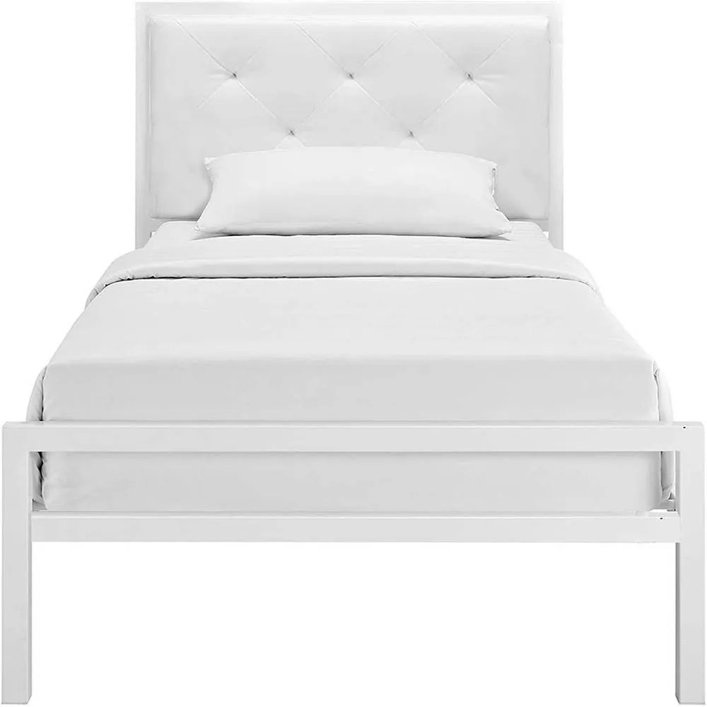 Kovový rám postele Hanna s darčekovým roštom – Biely, 90x200 cm