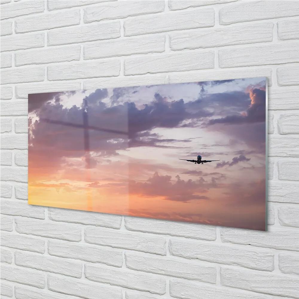Obraz na skle Zamračené oblohy ľahké lietadlá 100x50 cm