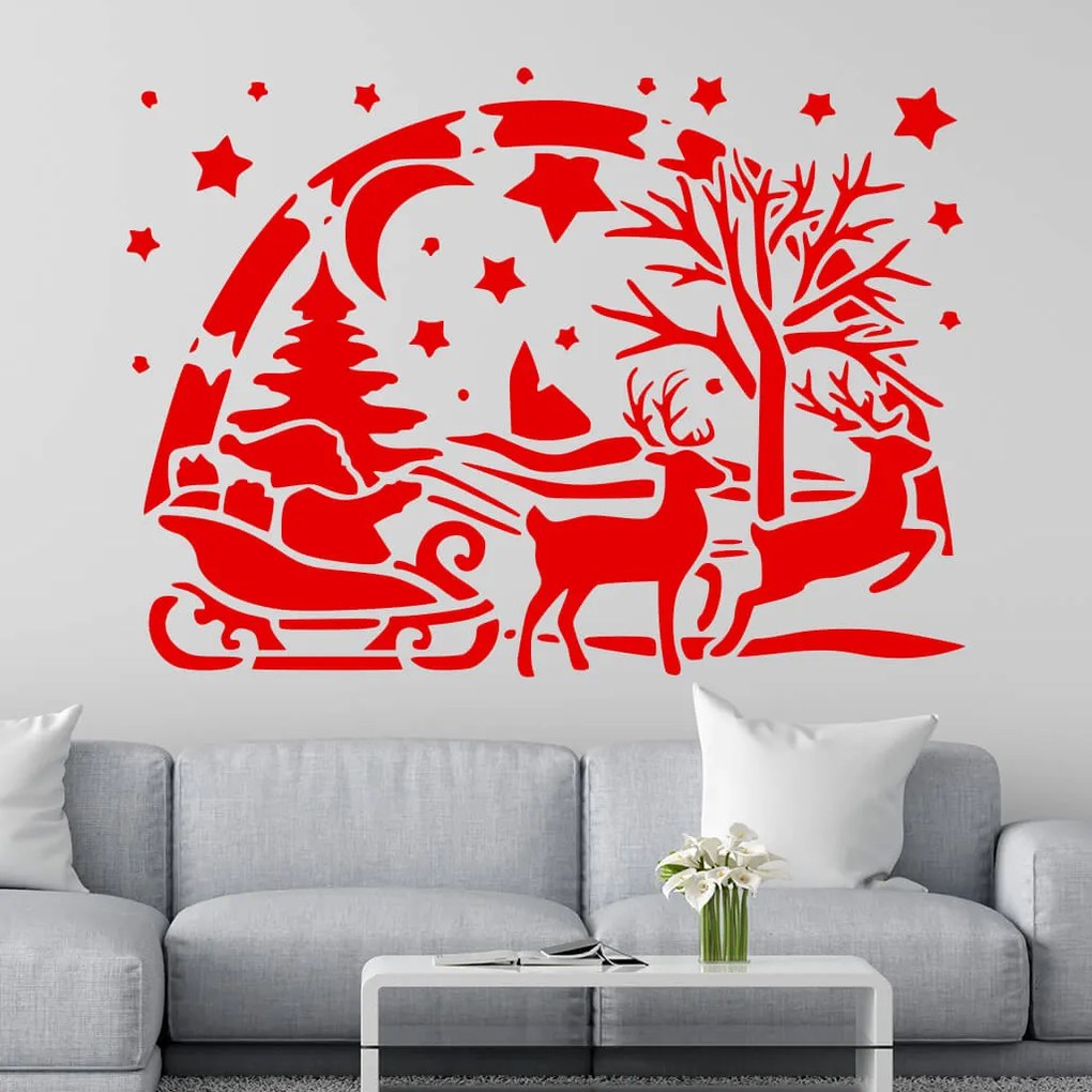 Veselá Stena Samolepka Santa Claus Farba: růžová, Veľkosť: 80 x 58 cm