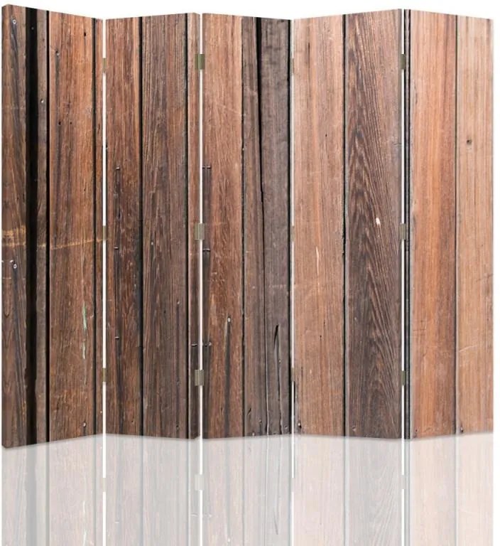 CARO Paraván - Wooden Planks | päťdielny | obojstranný 180x150 cm