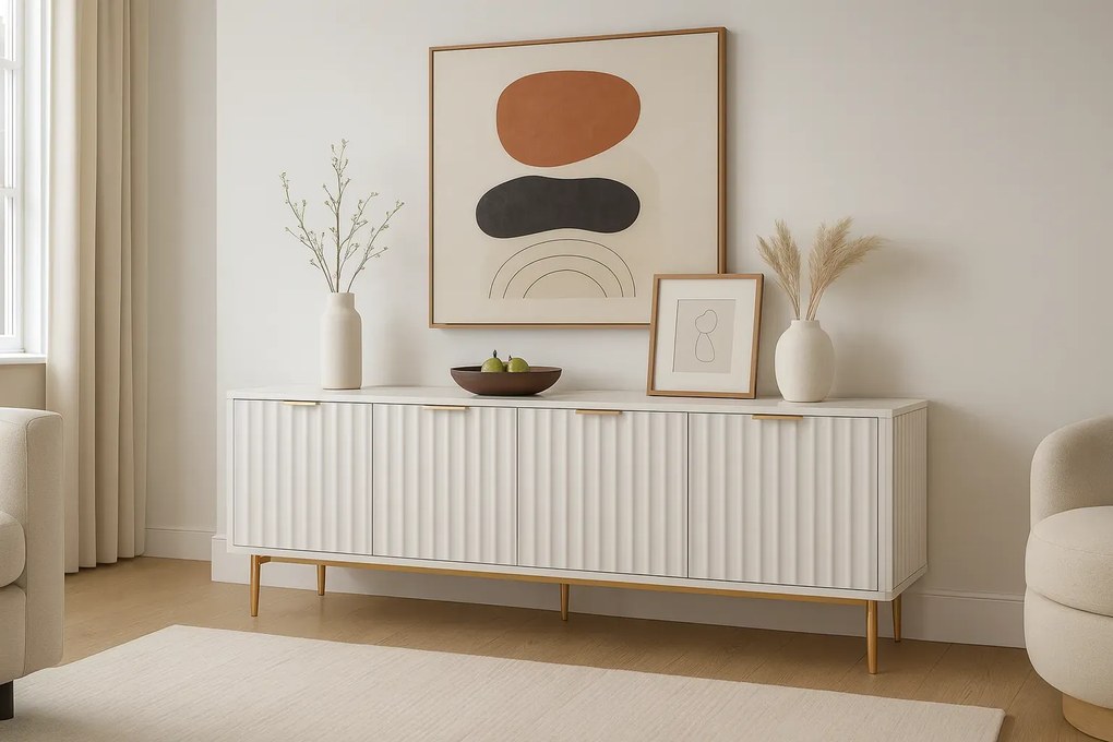 TV stolík Stilig ST709 200 cm biely/zlatý