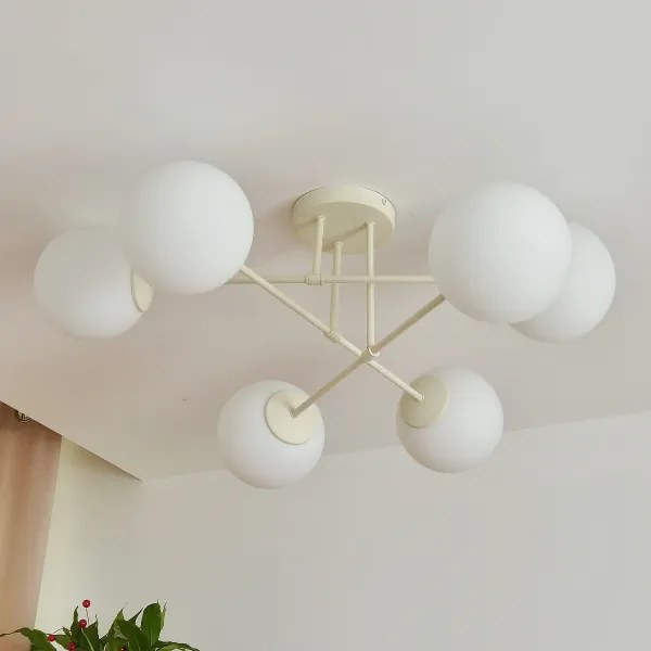 Prisadené stropné svietidlo MOON 6xE27/15W/230V krémové