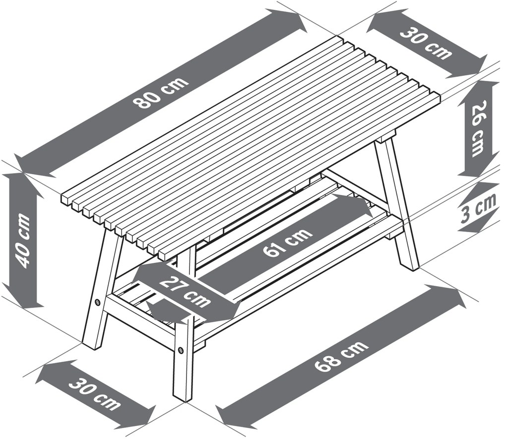 Lavica »HOLT« z bambusu s lamelovými prvkami
