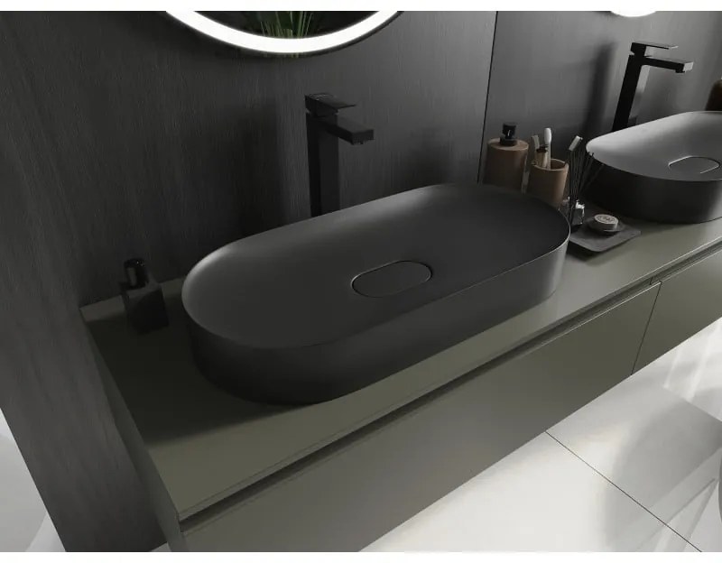 Mexen Sofia, umývadlo na dosku z konglomerátu 70 x 35,5 cm, čierna matná, 23067071