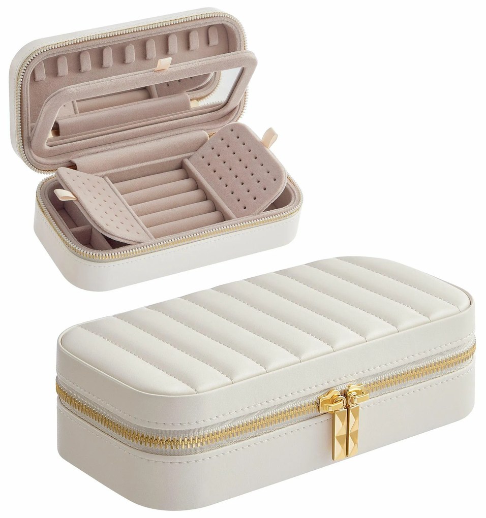 Šperkovnica Evelyn, 10,5x20,5x6 cm, biela