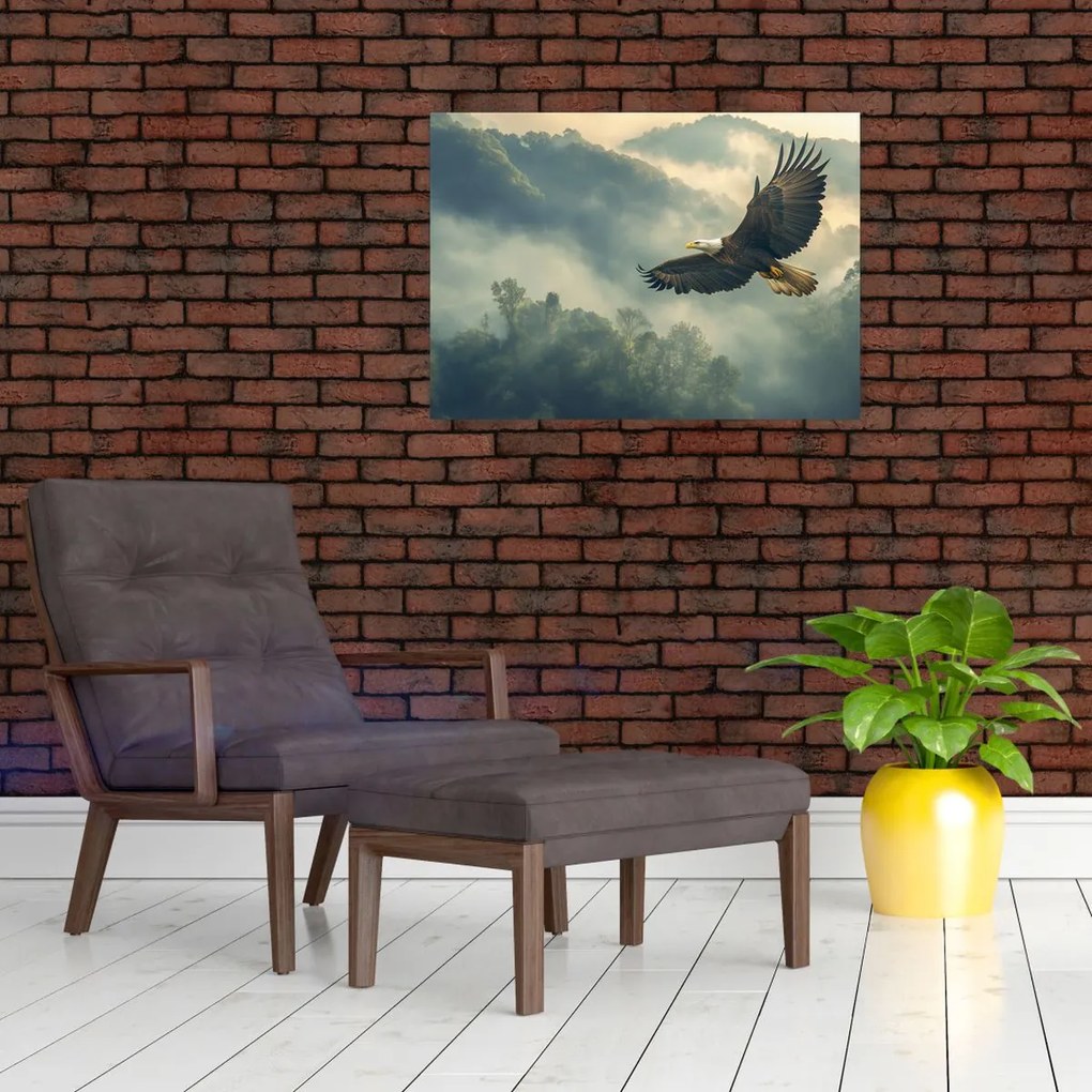 Sklenený obraz - Letiaci orol (70x50 cm)
