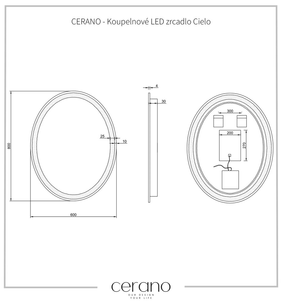 Cerano Cielo, LED kúpeľňové 60x80 cm, CER-CER-476705