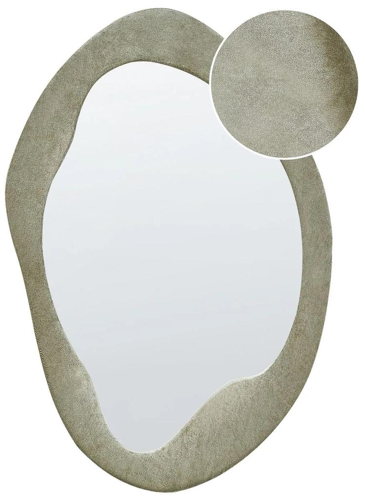 Nástenné zamatové zrkadlo 59 x 90 cm zelené LENAX Beliani