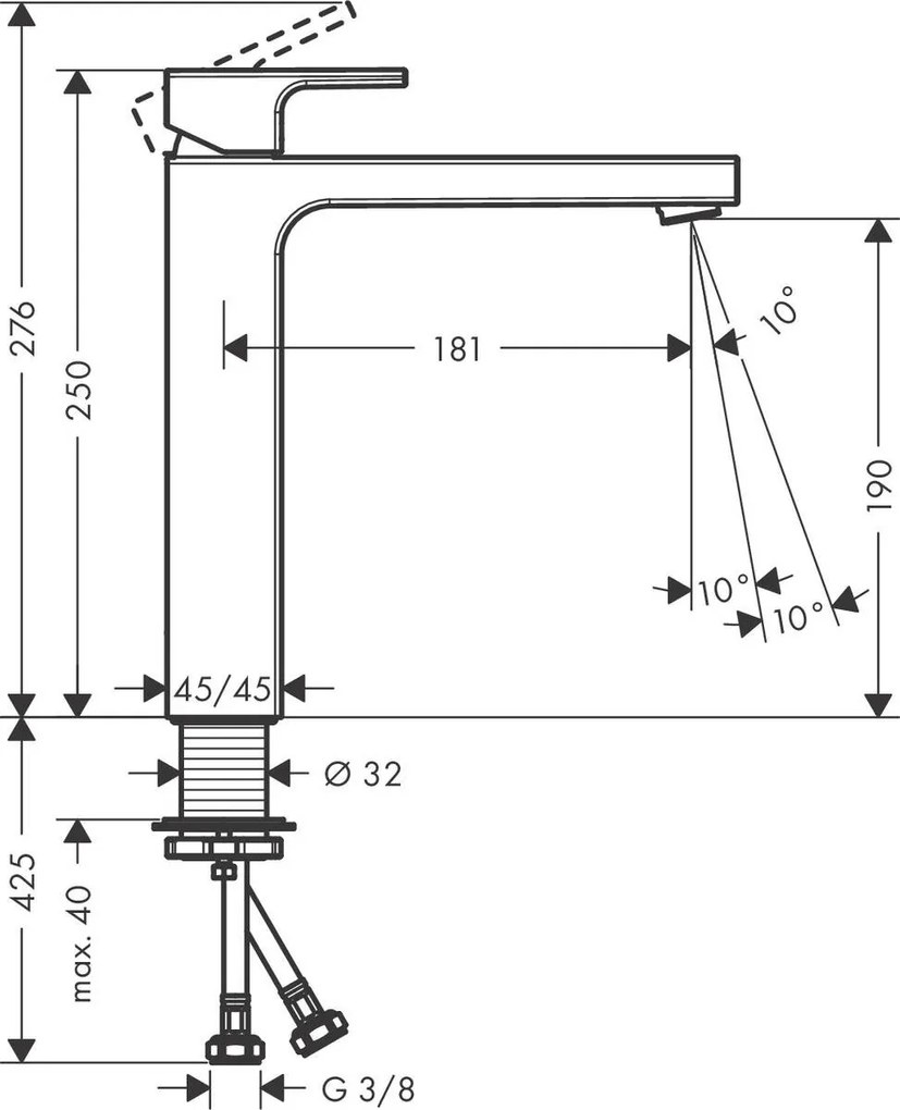 Hansgrohe Vernis Shape, vysoká umývadlová batéria, EcoSmart, čierna matná, 71591670