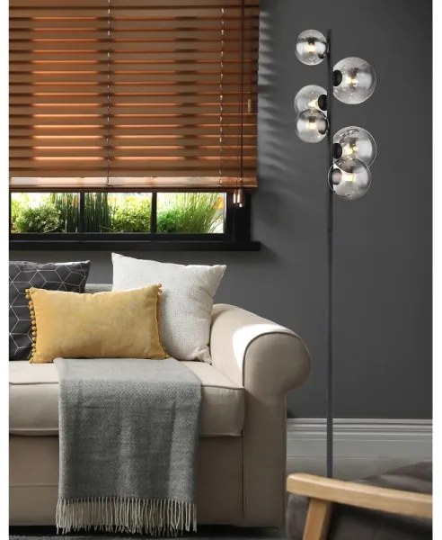 Globo 56133-6S - LED Stojacia lampa RIHA 6xG9/3,5W/230V dymová/čierna