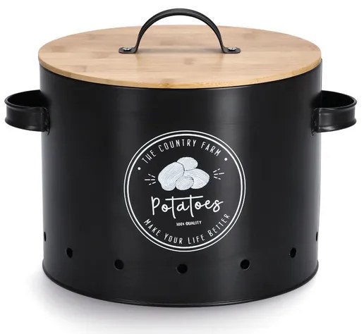 Zeller Present 2. akosť - Súprava 3 plechových dóz na cibuľu, cesnak a zemiaky s bambusovým viečkom FARM