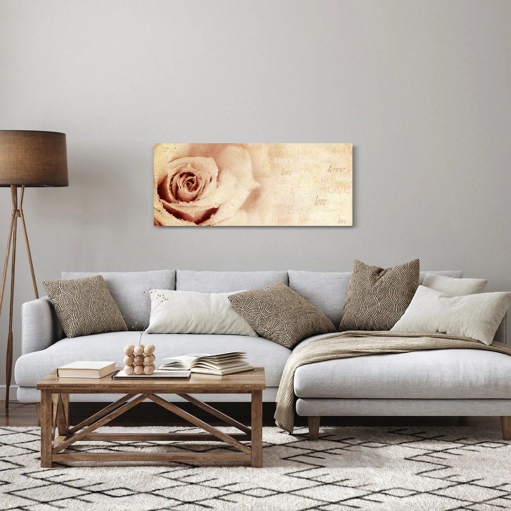 Obraz - Kvet ruže pre zaľúbených (120x50 cm)