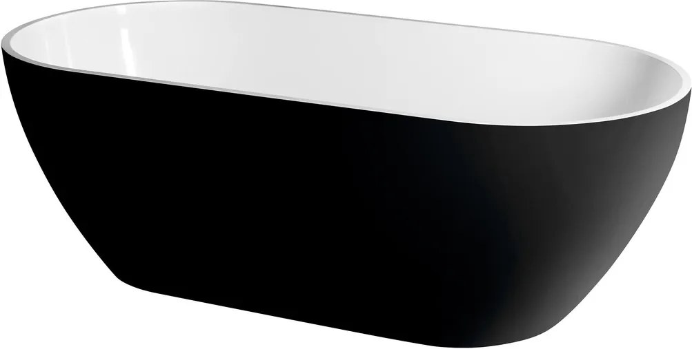 POLYSAN - REDUTA volně stojící vana litý mramor 170x80x46cm, černá/bílá (72973)