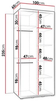 Šatníková skriňa s posuvnými dverami. Vlastná spoľahlivá doprava až k Vám domov. 1105697