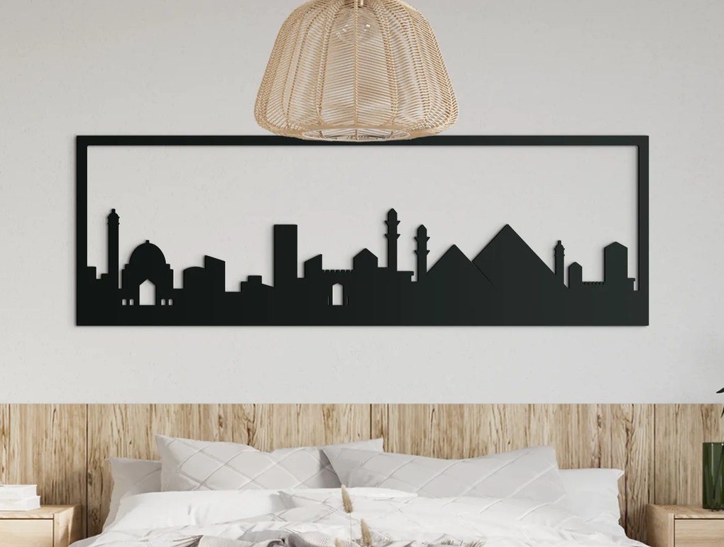drevko Obraz Káhira panoráma Rozmer obrazu: 29,5 x 89 cm, Farba dekorácie: Čierna