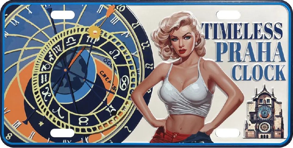 GiftyCity Plechová ceduľa Clock