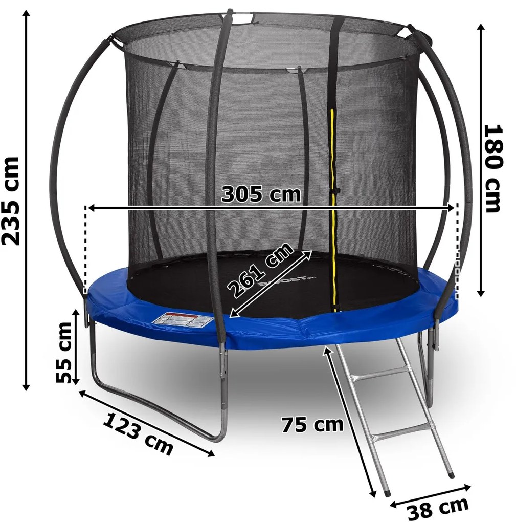 Trampolína se sítí a žebříkem HENZEN 305 cm modrá