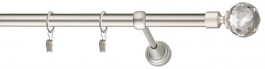 Dekorstudio Chrómová matná jednoradová garniža CRYSTAL 19mm Dĺžka: 120cm, Typ uchytenia: Držiak modern, Typ príslušenstva: Bez príslušenstva