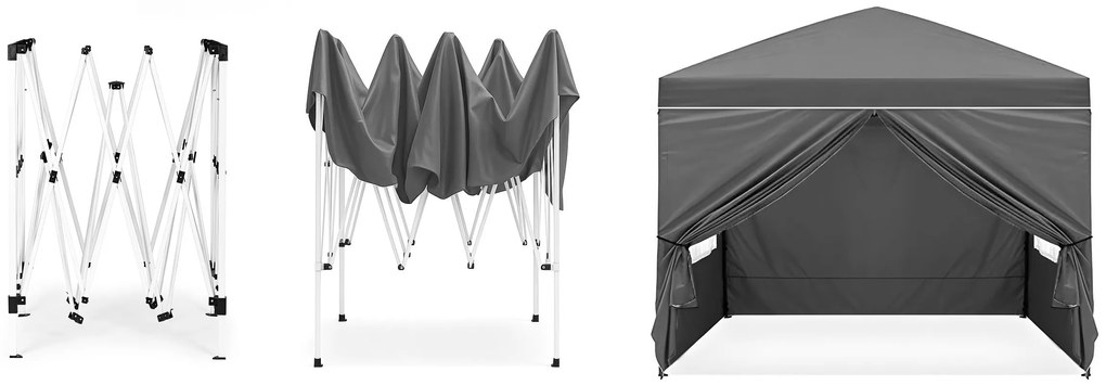 Záhradný pavilónový stan 3x3 m, automaticky rozkladací, sivý, MultiGarden
