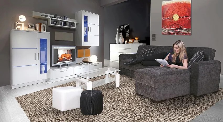 Konferenčný stolík Bolero, biely/sklo